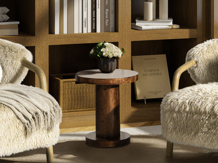 Bolin - Round Pillar Burl Accent Side Table - Walnut Brown