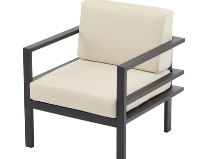 Modern 3 Piece Outdoor Patio Seating Set With Aluminum Frame And Weather Resistant Cushions - Beige / Gray