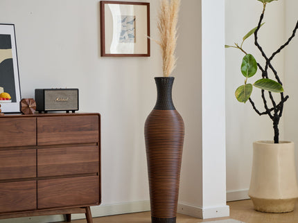 Tall Standing Designer Floor Vases With Elegant 2 Tone Finishes Ideal For Decorating Living Rooms, Bedrooms, Entryways Perfect For Decorating Your Home - Black / Gray