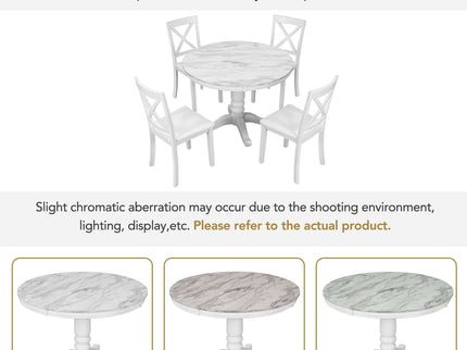 5 Pieces Dining Table And Chairs Set For 4 Persons, Kitchen Room Solid Wood Table With 4 Chairs