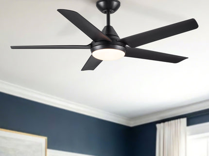 Ceiling Fan With Lights And Remote Control, Reversible DC Motor, 6 Speeds, 3 Cct Dimmable LED, Quiet Timer For Indoor - Black