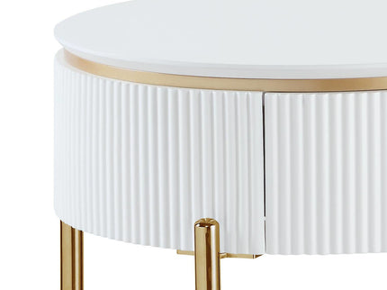 Daveigh - High Gloss End Table - Gold / White