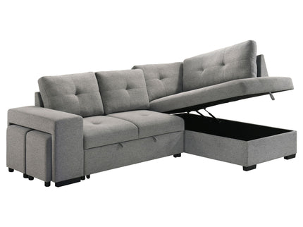 Atkinson - Sleeper Sectional Sofa With Lift Top Chaise - Gray