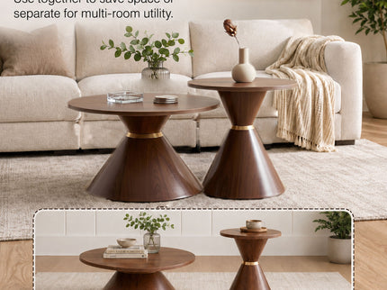 2 Piece Round Coffee Table Set For Living Room