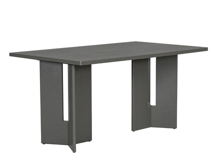Dining Table Set With 6 Upholstered Chairs, Rectangular Table With Cutout Legs