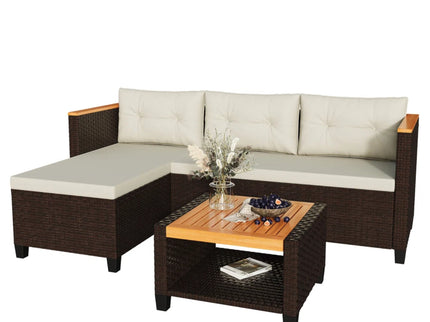 L-Shaped Patio Set With Cushions And Storage Table