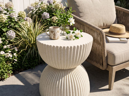 Side Table With Speckled Ribbed Texture