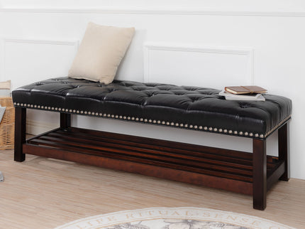 Bedroom End Of Bed Bench Tufted Upholstered End Of Bed Bench End Of Bed Entrance Shoe Bench With Nailhead Trim And Shelf Bedroom Upholstered Bench Living Room Shoe Rack Footstool