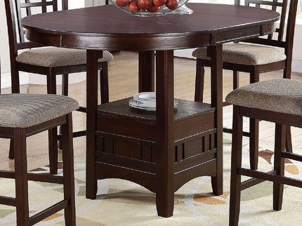 Round Counter Height Dining Table Only With Shelves - Brown Mix