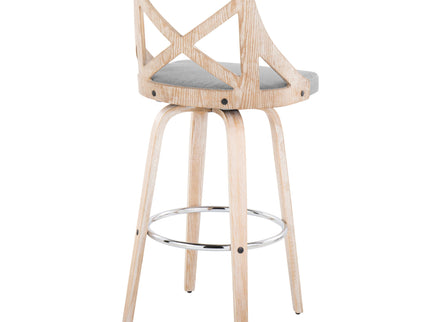 Charlotte - Farmhouse Fixed Height Bar Stool With Swivel And Round Footrest (Set of 2)
