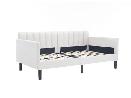 Elena - Boucle Upholstered Daybed, Ribbed Tufted Backrest