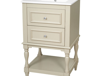 Retro Design Bathroom Vanity With Sink, 2 Drawer Storage Cabinet