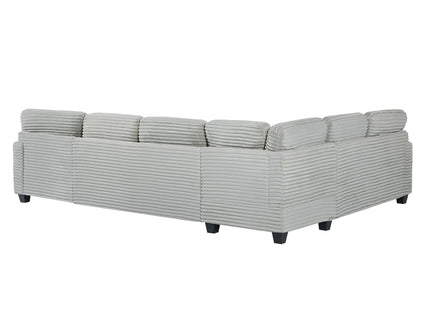 Upholstered U-Shaped Sectional Sofa With Movable Ottoman And Side Storage Pockets