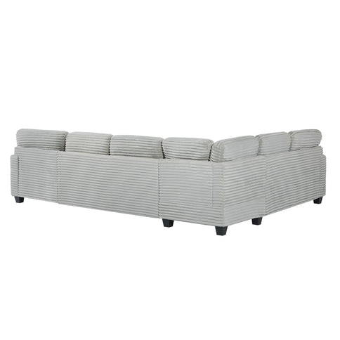 Upholstered U-Shaped Sectional Sofa With Movable Ottoman And Side Storage Pockets