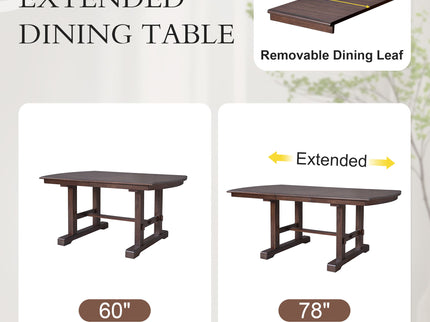 6 Piece Extendable Dining Table Set, Wood Table With Removable Leaf, 4 Upholstered Chairs And Bench - Cherry