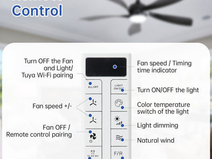 45" Ceiling Fan With DC Motor Smart App Control Quiet Reversible Operation Dimmable Lighting And Timer