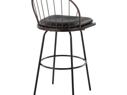 Riley - Claire Farmhouse Fixed Height Barstool With Swivel With Round Footrest (Set of 2)