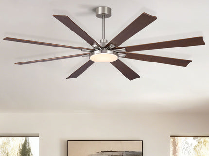 Large Ceiling Fan With Dimmable LED Light 8 Blades Remote Control, Reversible DC Motor