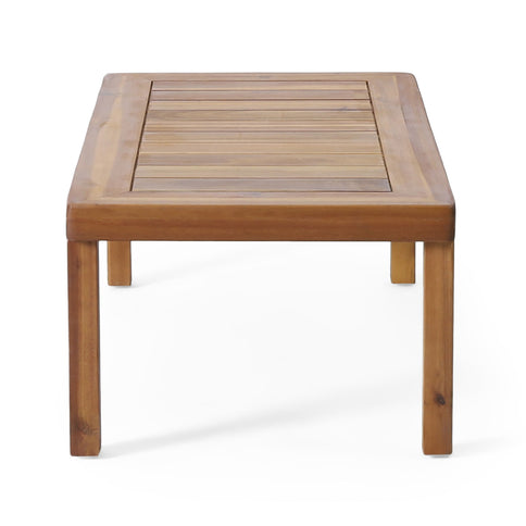 Acacia Wood Loveseat And Coffee Table Set With Cushions
