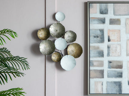 Contemporary Metal Wall Decor Accent - Golden / White