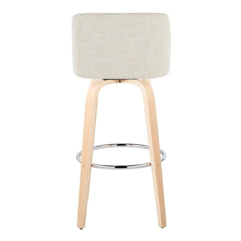 Toriano - Contemporary, Fixed Height Barstool Swivel & Round Footrest (Set of 2)