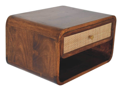 Wall Mounted Open Woven Bedside Table - Chestnut