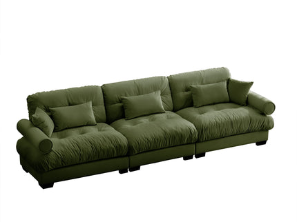 Modern Sofa With Bolstered Armrests And Pillows