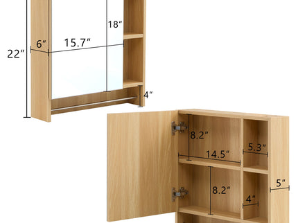 Bathroom Mirror Medicine Cabinet Wall Mounted With Shelves