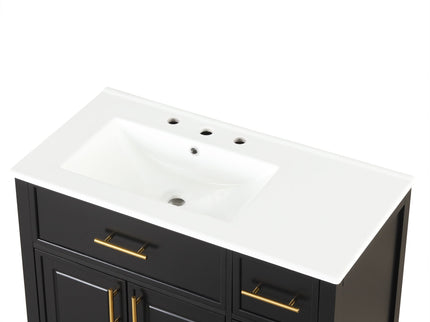 Modern Bathroom Vanity With Sink Top, 2 Doors And 3 Drawers