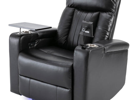 Premium Power Recliner & Storage Arms, Cupholders, Swivel Tray Table And Cell Phone Stand - Black