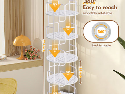 Rotating Bookshelf Tower 5 Tier Spinning 360 Degree Revolving Storage Shelf