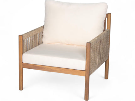 Modern Outdoor Woven Lounge Chair With Solid Wood Frame - Teak