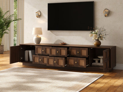 Media Console TV Stand With 6 Drawers & 2 Cabinets - Walnut