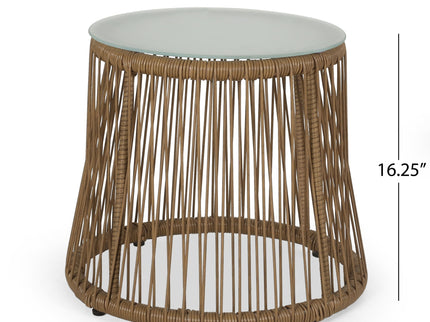 Conversation Set With Tempered Glass Table Top - Light Brown