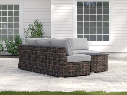 Wicker Sectional Sofa With Cushions And Table