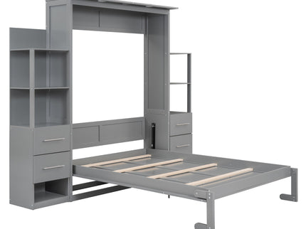 Murphy Wall Bed With LED Lights, Shelves And Drawers