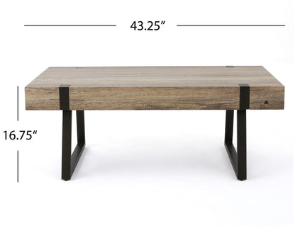 Abitha - Coffee Table With Industrial Powder Coated Metal Legs