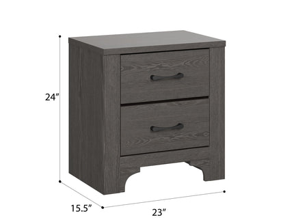 Modern 2 Drawer Nightstand - Brown - Wood