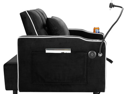Convertible Sleeper Chair Sofa Bed Adjustable Pull Out Sleeper Chair Bed Multi-Pockets Folding Sofa Bed For Living Room Bedroom Small Space, 3 In 1 Sofa Bed