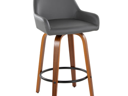 Daniella - Contemporary Fixed Height Counter Stool With Swivel With Round Footrest (Set of 2)