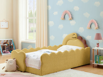 Cute Dinosaur Shaped Bed With Safety Guardrail, Toddler Frame