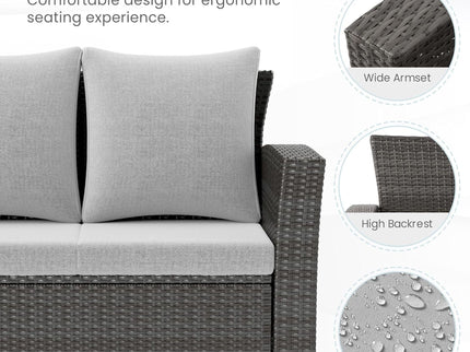All-Weather Wicker 3 Seat Patio Sofa With Thick Cushions