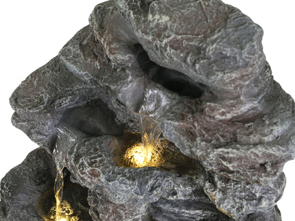 Concrete Rock Waterfall Fountain With LED Lights, Outdoor Garden Decor