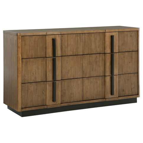 Moraga - 5 Piece Queen Bedroom Set With Fluted Panel Design - Ash Brown