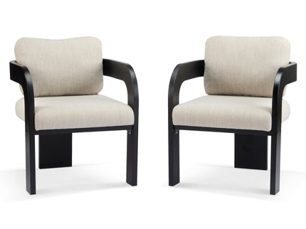 Dining Chairs With Pillow Back (Set of 2) - Beige / Black