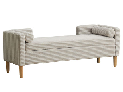 Upholstered Corduroy Flip Top Storage Bench For Living Room