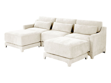 Stylish Sofa With Ottoman And Lumbar Pillows, Ergonomic Design