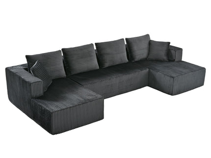 U-Shaped Modular Sectional Sofa With Double Chaise, Oversized Deep Seat For Living Room