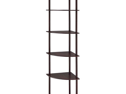 Corner Bookcase With 5 Shelves, Compact Design For Living Room - Cappuccino