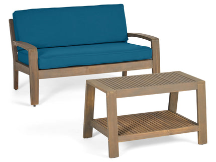 2 Piece Outdoor Conversation Set (Loveseat & Coffee Table With Water-Resistant Cushions)